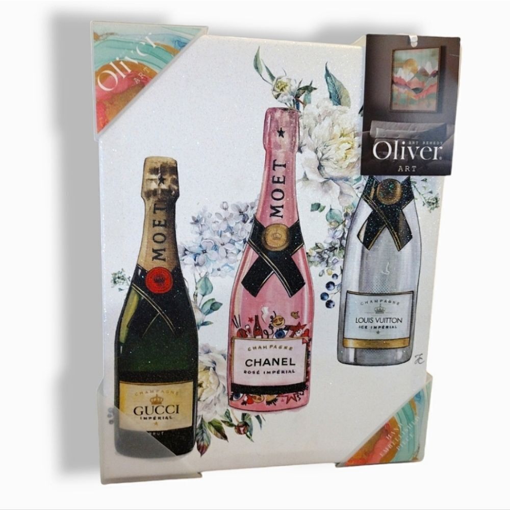 Oliver Gal 14"x11" Champagne Designer Floral Canvas Wall Art Decor NWT